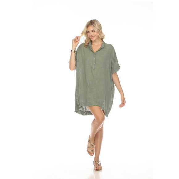 Olive Fringe detailed tunic / dress - Picture 2 of 4